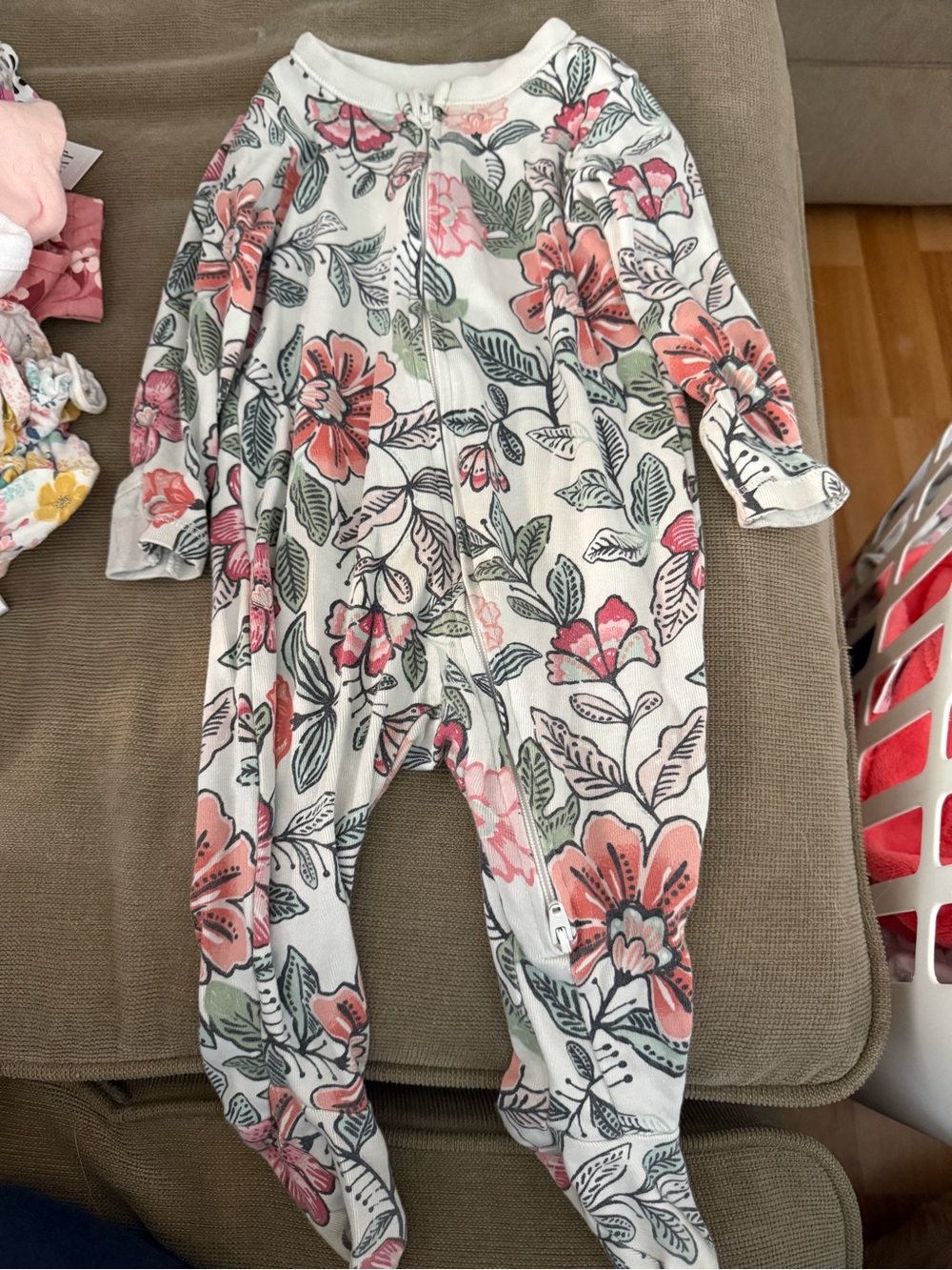 Old Navy Floral Zip-Front Baby One-Piece - Pink & Green